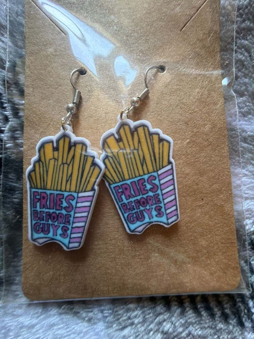 Fries Before Guys Acrylic Dangle Earrings